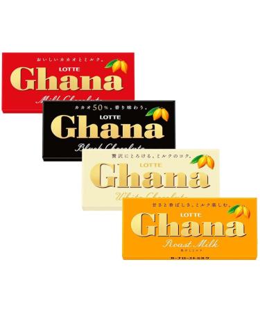 Lotte Ghana Chocolate 4 types of standard Japanese chocolate bars With MAIKO sticker Pio big bazar