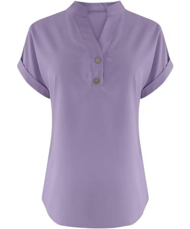 Shop Golatcr Women's V-Neck T-Shirt - Cotton Long-Sleeved Blouse Stylish Printed Tops in White & Purple Perfect for Summer - International Shipping Available - Buy Online on GoSupps.com