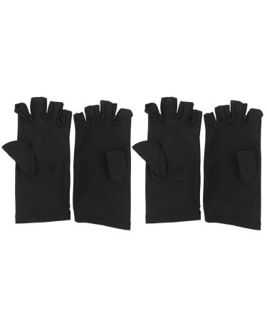 Solustre UV Protection Manicure Gloves - Anti-UV Half-Finger Nail Dryer Tools - 2 Pairs in Black for Salon & Home Use - Buy Online on GoSupps.com