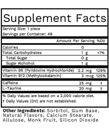 Buy Mint Natural Caffeine Energy Gum - 25mg Caffeine Sugar Free Gluten Free 48 Pieces | Boost Energy & Focus - Buy Online on GoSupps.com