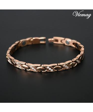 Vicmag Lymphatic Drainage Magnetic Bracelet for Women - Titanstahl Ultrast-Strong Magnets Rose Gold Crystal X Shape Gift Box Included - Buy Online on GoSupps.com