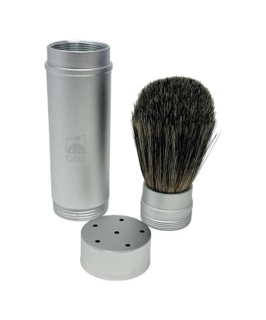 G.B.S 5.5in Silver Metal Canister Portable Badger Hair Shaving Brush for Men Travel Friendly