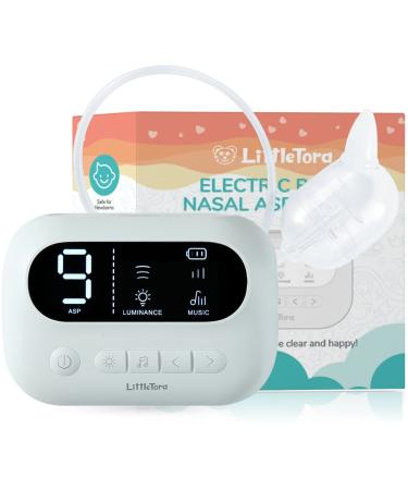LittleTora Pro Baby Nasal Aspirator - Hospital Grade Suction with Built-in Music & Night Light - Rechargeable Nose Booger Sucker for Infants Babies Kids Toddlers - Snot Removal
