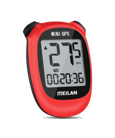 MEILAN M3 Mini GPS Bike Computer, Wireless Bike Odometer and Speedometer Bicycle Computer Waterproof Cycling Computer with LCD Backlight Display for Men Women Teens Bikers Outdoor Cycling Red