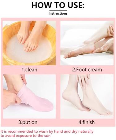 ANCLLO Silicone Moisturizing Socks Women Foot Spa Pedicure Silicone Socks for Cracked Feet Elastic Non Slip Multi Purpose Pink (M) - Buy Online on GoSupps.com