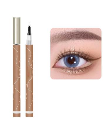 Upgraded 3D Waterproof Eyelash Pen Eyeliner Gray Brown Long Lasting Sweat Proof Quick-Drying Split Fork Lying Silkworm Mascara Pen Used for natural makeup (Light Brown)