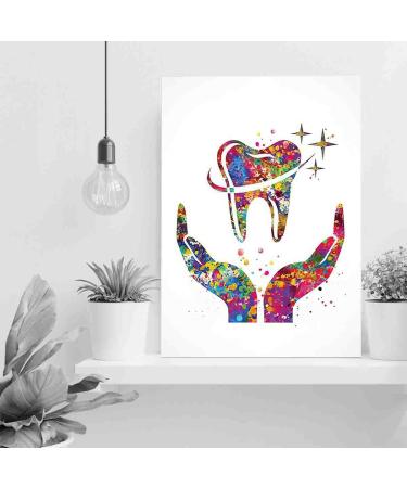 DAVUD Canvas Wall Art For Bedroom Dental Care Art Watercolor Print Tooth Medical Art Surgeon Dental Clinic Decor Gift Dental Dentist Art Dentistry Office Dental Hygienist- 16in x24 in-Ready to hang red-5 16"L x 24"W - Buy Online on GoSupps.com