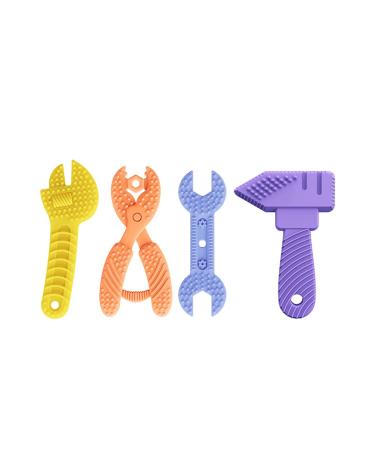 4-part baby tooth toy set Sensory molar toys hammer key tensioner tanger pliers shape baby tooth toys silicone oral motor chew for teeth for newborn boys and girls