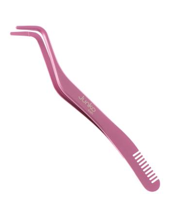 Clusters DIY Lash Tweezers Eyelash Applicator 2 in 1 Lash Tweezers Strip Lashes Double Ended Eyelash Tool with Built in Lash Comb for Precise Lash Application Curved Eyelash Nipper