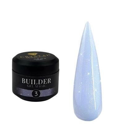 Crystal Professional Gel Builder - 30 ml - UV gel nails with a glitter finish and medium consistency - Builder gel to strengthen and lengthen natural nails - Light blue with glitter 003