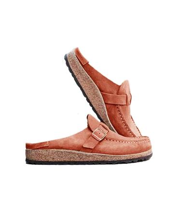 Women's fashion sandals casual comfortable clogs suede slip-on sandals summer at home office shoes 5 Oranje 39 (1 Khaki 36 EU) 5 Oranje 43 EU
