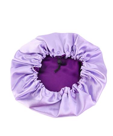 Extra Large Reversible Satin Sleep Bonnet Cap in Purple+Lilac - Adjustable Double Layer Silk Cap for Sleeping Hair | Cospack - Buy Online on GoSupps.com