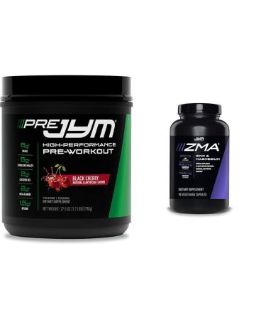 PRE JYM 30 Servings - Black Cherry & ZMA Zinc/Magnesium Capsules Supplement - Zinc, Magnesium and Vitamin B6 | JYM Supplemental Science | 90 Vegetarian Capsules