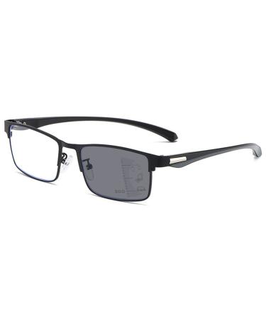 Lanomi photochrome progressive multifocus reading glasses blue light filter metal rectangle self -tinting uv400 outdoor sun reading aid visual aid multifocal computer glasses black 2.5 dioptria