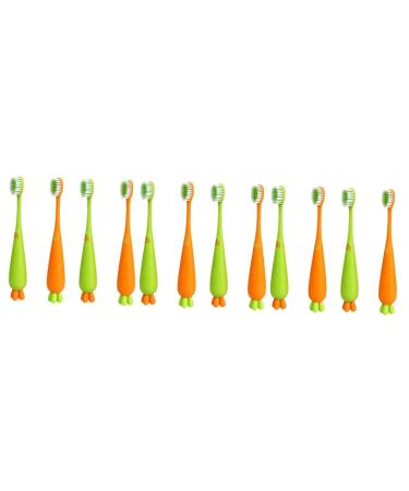 Minkissy 12 STK Carrot toothbrush travel toothbrush for children Extra soft children's toothbrushes children train toothbrush hand toothbrush travel toothbrush TPR toddler manual