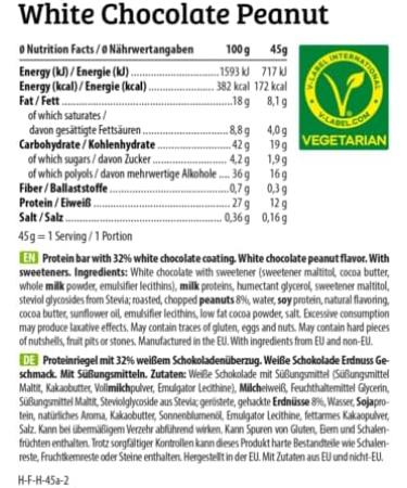HEJ Natural HEJ Crispy Bar (12x45g) White Chocolate with Peanuts - Buy Online on GoSupps.com