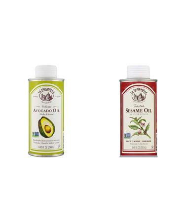La Tourangelle Avocado Oil 8.45 Fl Oz, All-Natural, Artisanal, Great for Salads, Fruit, Fish or Vegetables, Great Buttery Flavor & Toasted Sesame Oil, 8.5 fl oz Avocado Oil + Sesame Oil