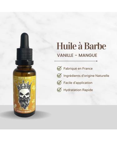 Man's Beard - Beard and Mustache Gift Set - Beard Balm 90 ml and Vanilla Mango Scented Beard Oil 30 ml Natural Ingredients 100% Made in France - Buy Online on GoSupps.com