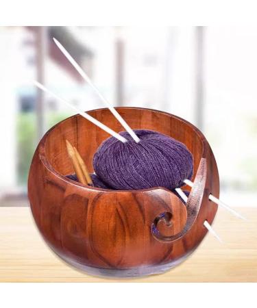 Wooden Yarn Bowl for Knitting and Crocheting - Yarn Storage Organizer with Holes - Mother's Gift Idea - 5.9 x 3.1 Inch - Buy Online on GoSupps.com