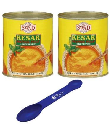 (Pack of 2) Swad Kesar Mango Pulp Sweetened (850g) (Free Miras Trademark 2-in-1 Measuring Spoon Included!)