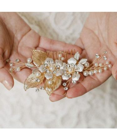 ISLHJDD Gold Wedding Hair Comb Wedding Hair Clip Pearl Hair Comb Wedding Hair Accessory Decorative Wedding Hair Comb Hair Accessories for Brides Girls - Buy Online on GoSupps.com