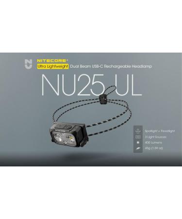 Nitecore NU25 400 UL Headlamp | 400 Lumen USB-C Rechargeable with Lumentac Organizer - Ideal for Backpacking, Camping, Running - Buy Online on GoSupps.com