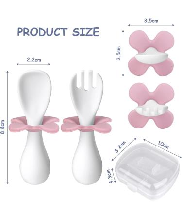 Vicloon Baby Fork and Spoon Set - Toddler Utensils for Self Feeding - White Flowers Design - Buy Online on GoSupps.com