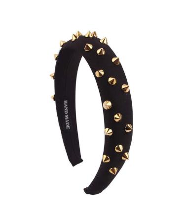 Punk Gothic Wide Hair Ripe for Women & Girls - Vintage Black Headgear with Metal Rivets & Thick Sponge Padded Design for Rock Style - Buy Online on GoSupps.com