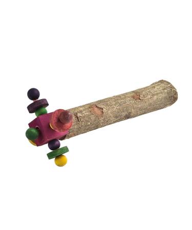 PARROT ESSENTIALS Parrot Perch and Wooden Twirling Toy - Colourful Spinning Parrot Toy - Encourages Mental Physical Exercise - Non-Toxic Bird Toys for African Grey Conure Cockatoo Other Pet Birds Wooden Twirler