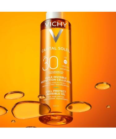 Vichy Capital Soleil Cell Protect Huile Invisible Protection Cellulaire SPF30 Enrichie en Actifs Dermatologiques Protection UVA et UVB Visage Corps Cuir chevelu et Cheveux Parfum 200 ml - Buy Online on GoSupps.com