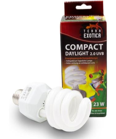 Terra Exotica Compact Daylight 2.0 UVB Lamp - 23W Energy-Saving Terrarium Light | UVB 2.0 5.0 8.0 & 10.0 Options Available - Buy Online on GoSupps.com