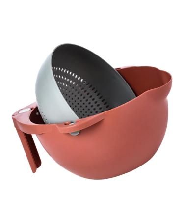 Ciieeo Storage Baskets Filter Vegetable Cleaning Bowl Vegetable Storage Basket Container Fruit Food 28 12.3CM Red