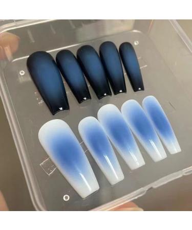 Temperament enhancement manicure simple spice girl manicure mandarin duck gradient new black and white wear smudge detachable(L) - Buy Online on GoSupps.com