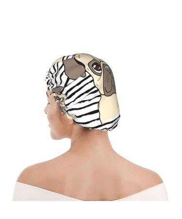 Happy Pug Dog Printed Shower Cap - Waterproof, Fits All Head Sizes & Hair Textures - Buy Online on GoSupps.com