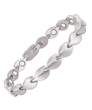 Magnetic Ankle Bracelets for Women Men Titanium Steel Silver Magnetic Ankle Fashion Jewelry Present (0088S)