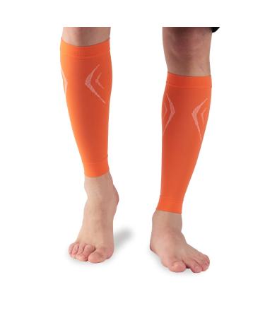 LIN PERFORMANCE Calf Compression Sleeves for Men and Women 20-30mmhg Calf Support Sleeves Footless Lightweight for Running Cycling Travel Circulation Recovery Pain Relief(Orange,XL)