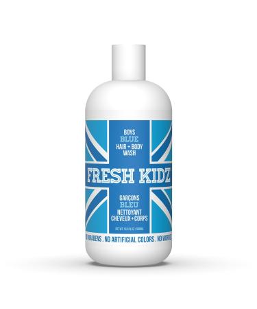 Fresh Kidz Hair & Body Wash for Kids and Teens - Gentle Bath and Shower Cleanser for All Skin Types - Boys Blue 16.9 Fl.Oz.
