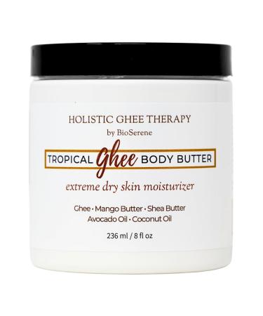 Tropical Ghee Body Butter | Moisturizer | Shea Body Butter For Extreme Dry Skin due to Sunburn Eczema | Mango & Shea Butter Ghee Avocado & Coconut Oil. Pharmacist Formulated.