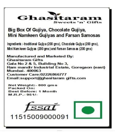 Ghasitaram Gifts Holi Sweets Holi Gifts Holi Hamper Big Box of Gujiya Chocolate Gujiya Mini Namkeen Gujiyas and Farsan Samosas - Buy Online on GoSupps.com