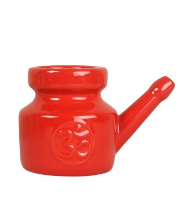 BIXUEJ 350Ml Ceramic Neti Pot Nose Cleaning Pot Leakproof Spout Pot for Nasal Rinsing Nose Washing Men Women Red
