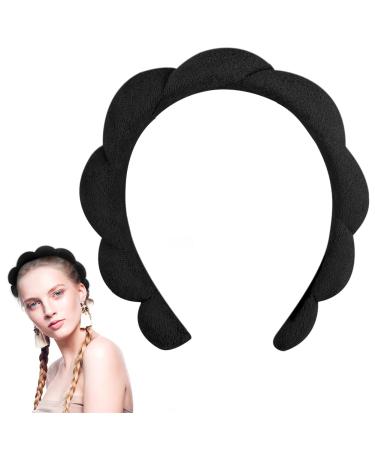URAQT Spa Headband for Women Soft Makeup Headband Sponge Padded Thick Terry Towel Cloth Hair Band Women Beauty Head Band for Face Washing Skincare Facial Mask Makeup Removal Yoga Sports Black