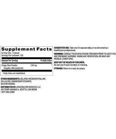 Amazon Basics Ginger Root Capsules 550 mg 100 Count - Buy Online on GoSupps.com