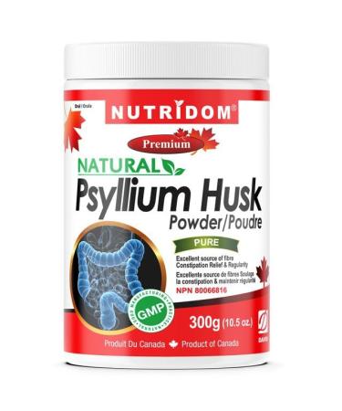 Nutridom Psyllium Husk Powder 300g Finely Ground Pure Soluble Fibre Supplement Non-GMO No Additives Keto Friendly Gluten free Dairy free and Soy free