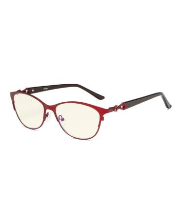 Eyekepper Computer Reading Glasses Blue Light Filter Readers Stylish Cateye Oval Reading Eyeglasses Women Red +0.50 +0.50 Red