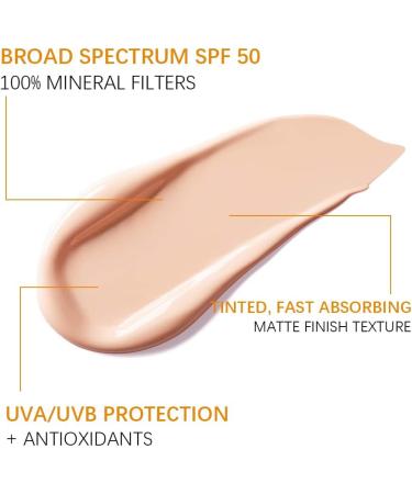 Tinted Moisturizer Mineral Sunscreen with SPF 50+ Multiple Lasting Sun Protection Against UVA and UVB Rays 1.7 Fl - Buy Online on GoSupps.com