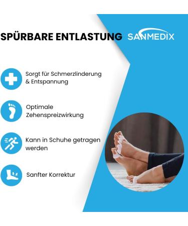 SanMedix Toe Spreader - Silicone Toe Separator Set for Men & Women | 3 Pairs (6 Pieces) | Correct Hallux Valgus Bunion Hammer Toe - Buy Online on GoSupps.com