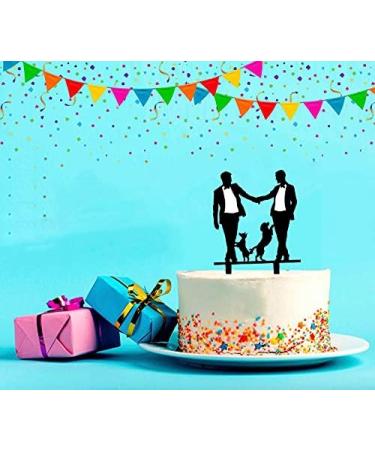 Gay Wedding Cake Topper Grooms Cake Topper Mr & Mr Cake Topper With Dogs - Gift for Gay Wedding/Engagement/Anniversary Party Decoration (Two Dogs) - Buy Online on GoSupps.com
