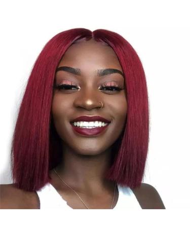 AliPearl 99J Short Bob Wig | 4x4 Lace Front Burgundy Human Hair for Black Women - 10 Inch Glueless Pre-Plucked - Buy Online on GoSupps.com