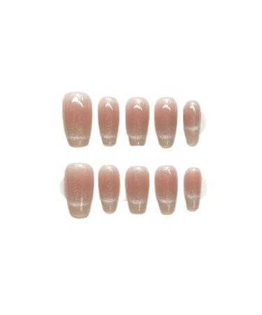 10Pcs Cat Eye Handmade Press On Nails with Gradient Design False Nails Full Cover Ballerina Wearable Artificial Nail Tips (Color : 1 Size : Xs)