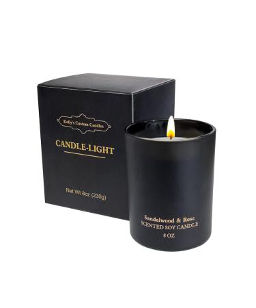 Sandalwood Rose Scented Candles Christmas Birthday Candle Gifts for Women Best Friends House Warming Unique Aromatherapy Candle Gift Natural Soy Candle 8OZ 45 Hours Burning Time. New Sandalwood Rose